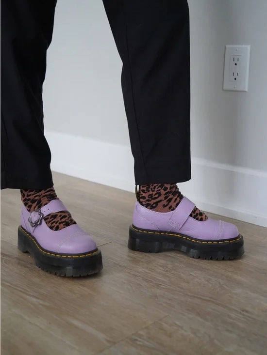 Dr Martens Lilac Addina Flower Buckle Leather Platform Mary Janes - 36 - Picture 3 of 3